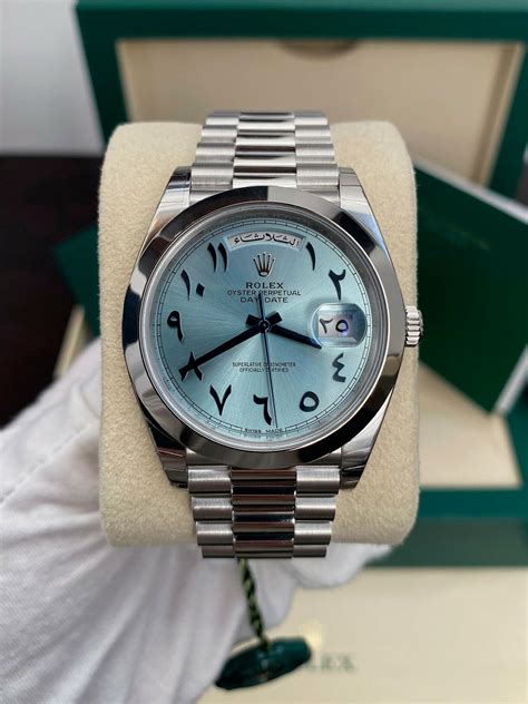 rolex day date arabic dial price|Rolex Day-Date platinum 40mm.